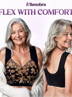 Senobra Black & Gold Floral Comfort Bra 3 pack